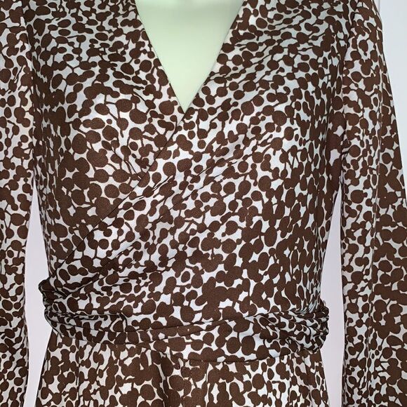 Vtg 70s Rona wrap front brown polyester dress - Picture 3 of 10